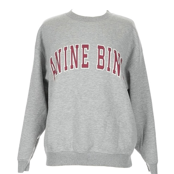 Anine Bing Tops - Anine Bing Gray and White Spencer Crewneck Sweatshirt